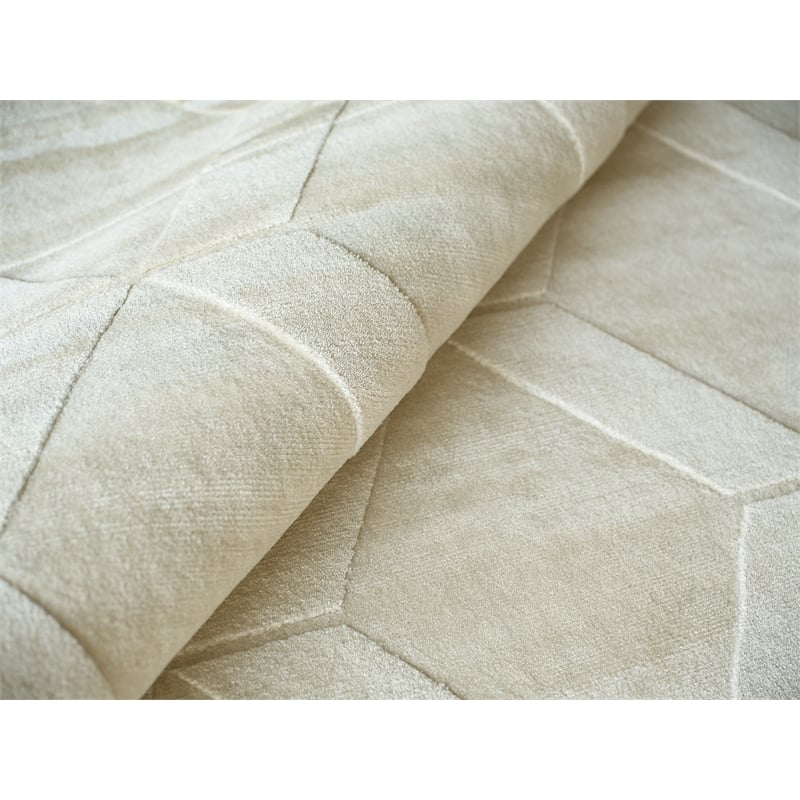 Brunello Modern Handloomed Silky Nylon Light Beige 6'x9' Area Rug