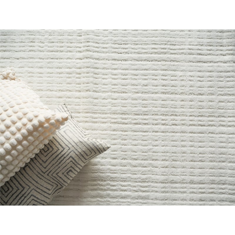 Cabrini Modern Handloomed Silky Nylon White 8'x10' Area Rug