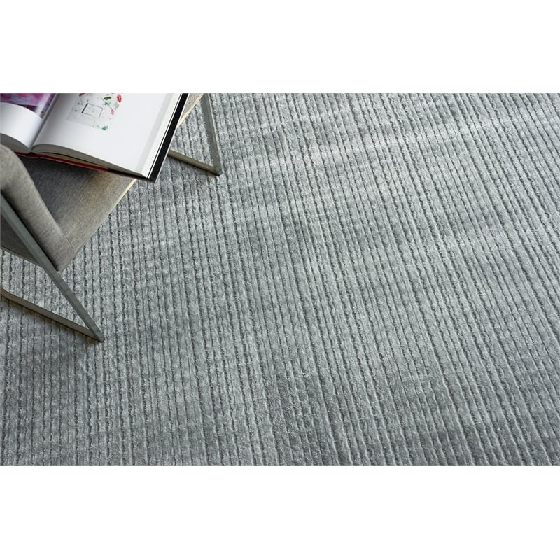 Cabrini Modern Handloomed Silky Nylon Light Silver 12'x15' Area Rug