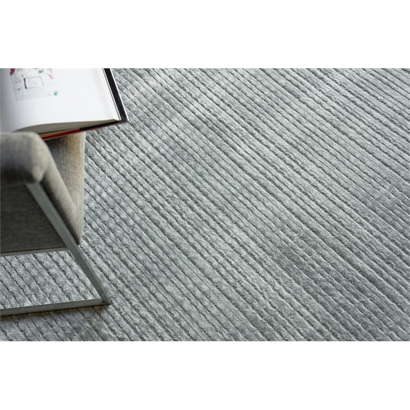 Cabrini Modern Handloomed Silky Nylon Light Silver 12'x18' Area Rug