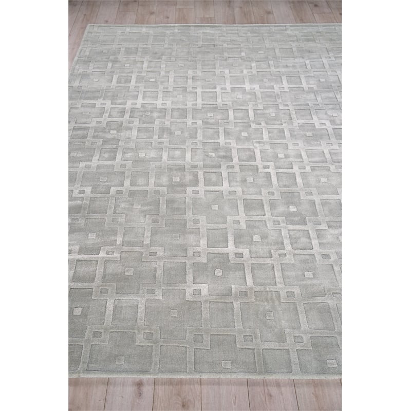 Camora Modern Handloomed Silky Nylon Light Silver 12'x15' Area Rug