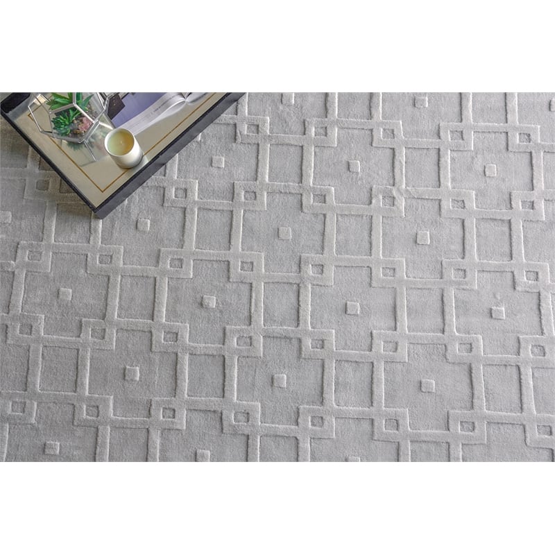 Camora Modern Handloomed Silky Nylon Light Silver 12'x15' Area Rug