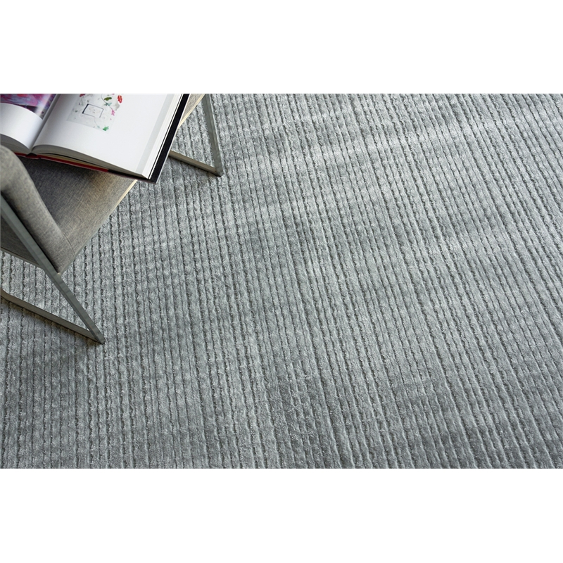 Cabrini Modern Handloomed Silky Nylon Light Silver 9'x12' Area Rug