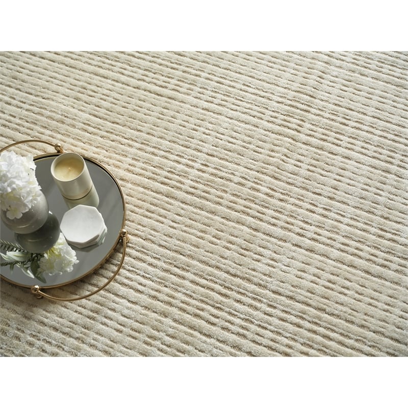 Cabrini Modern Handloomed Silky Nylon Light Beige 6'x9' Area Rug