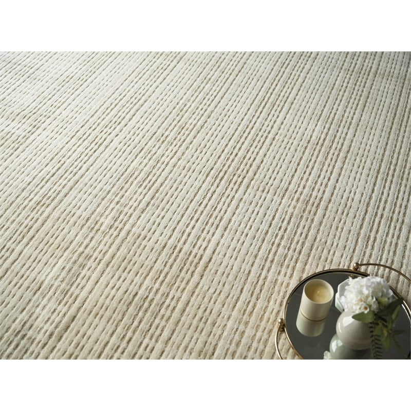Cabrini Modern Handloomed Silky Nylon Light Beige 9'x12' Area Rug