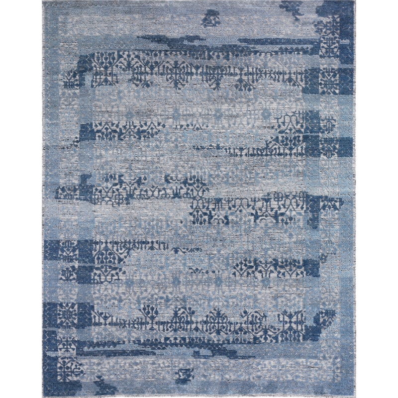 Cadence Hand-Knotted Wool/Bamboo Silk Light Blue 10'x14' Area Rug