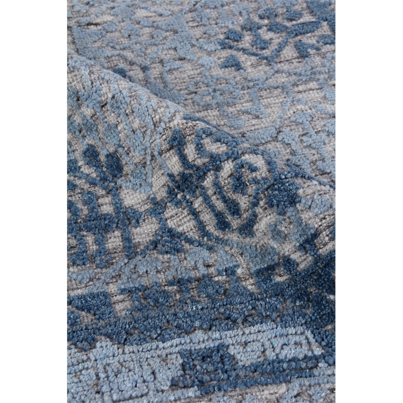 Cadence Hand-Knotted Wool/Bamboo Silk Light Blue 6'x9' Area Rug
