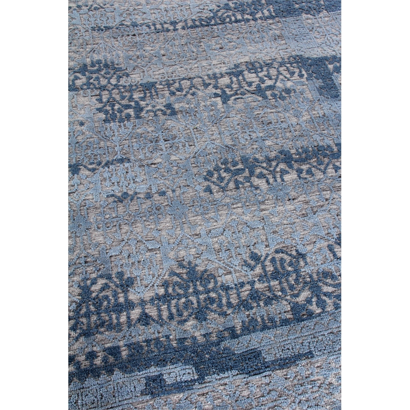 Cadence Hand-Knotted Wool/Bamboo Silk Light Blue 9'x12' Area Rug