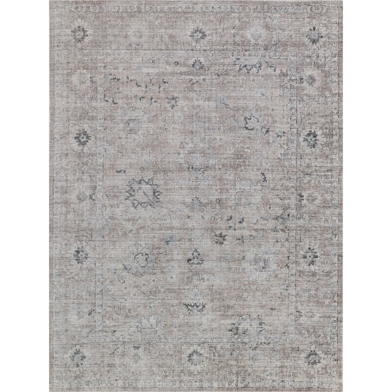 Cambridge Handloomed Wool/Bamboo Silk Silver/Brown 6'x9' Area Rug