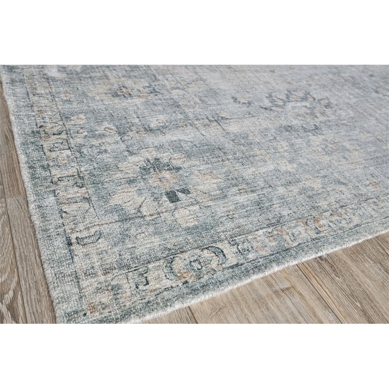 Cambridge Handloomed Wool/Bamboo Silk Blue 9'x12' Area Rug
