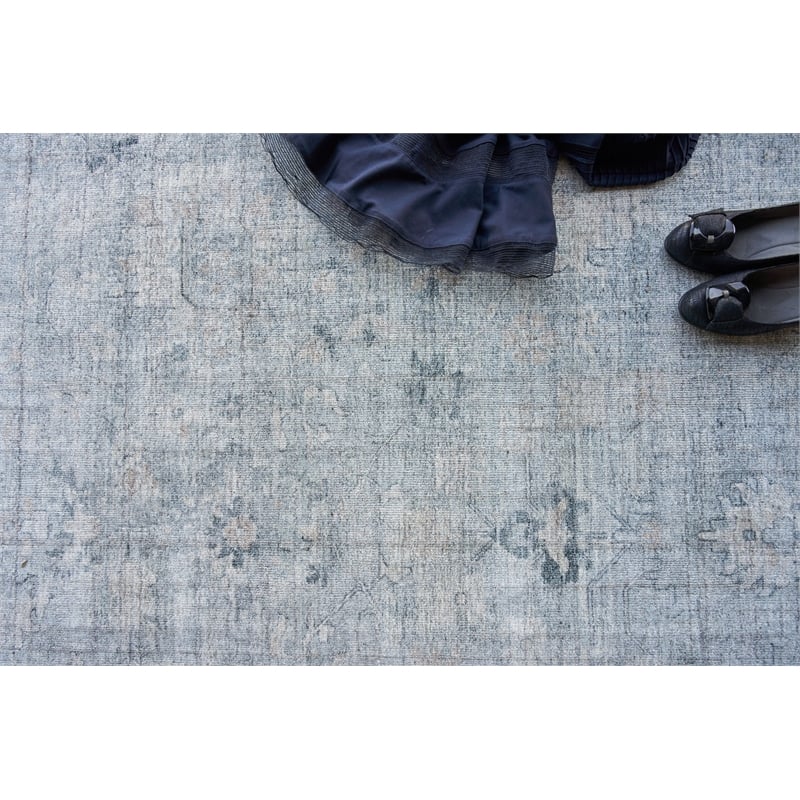 Cambridge Handloomed Wool/Bamboo Silk Blue 9'x12' Area Rug