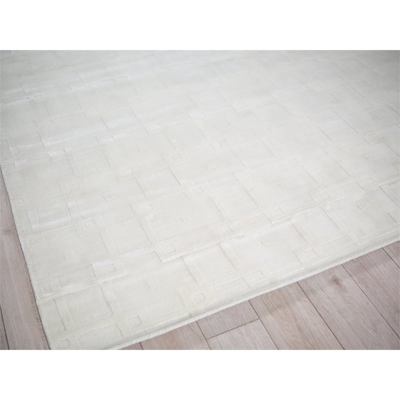 Camora Modern Handloomed Silky Nylon White 10'x10' Square Area Rug