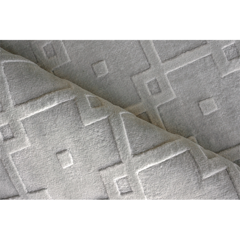 Camora Modern Handloomed Silky Nylon Light Silver 2'x3' Area Rug