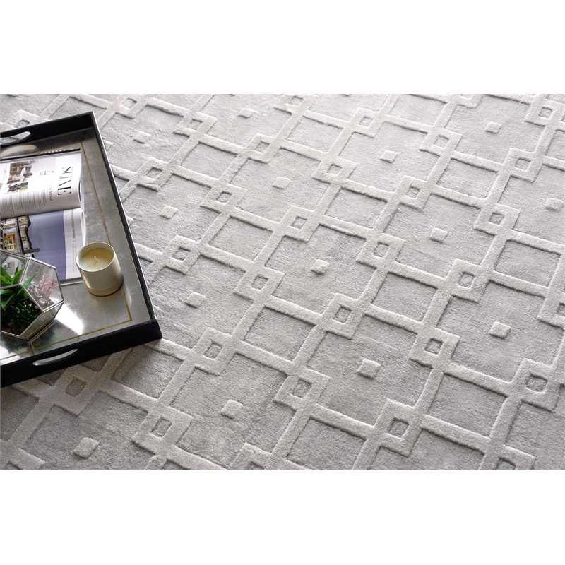 Camora Modern Handloomed Silky Nylon Light Silver 2'x3' Area Rug