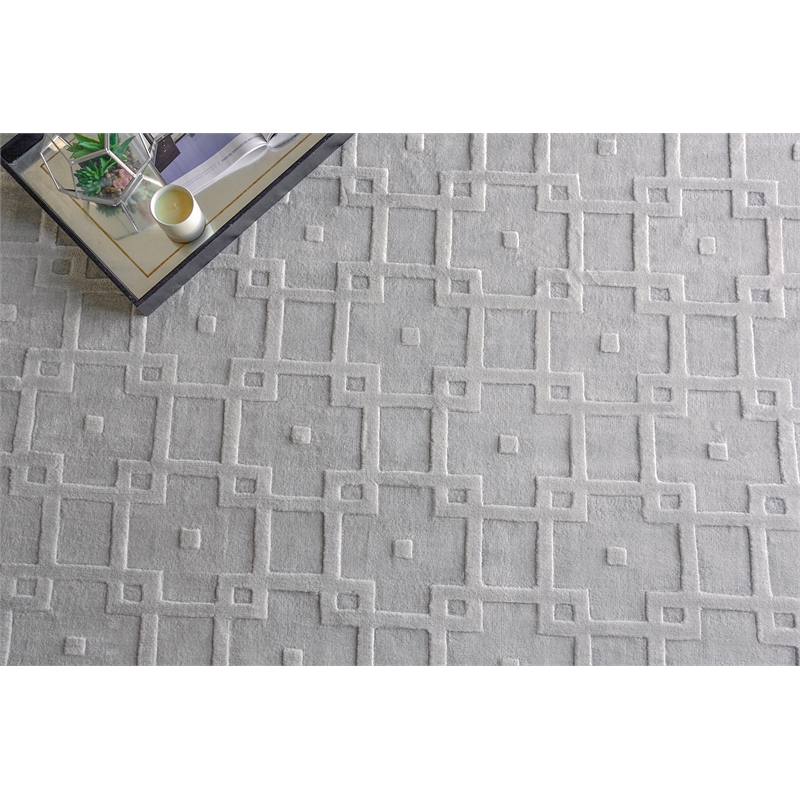 Camora Modern Handloomed Silky Nylon Light Silver 2'x3' Area Rug