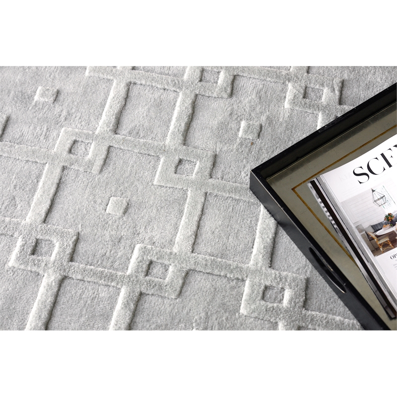 Camora Modern Handloomed Silky Nylon Light Silver 2'x3' Area Rug