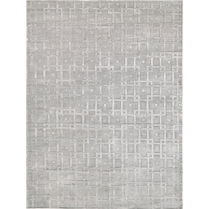 Camora Modern Handloomed Silky Nylon Light Silver 8'x10' Area Rug