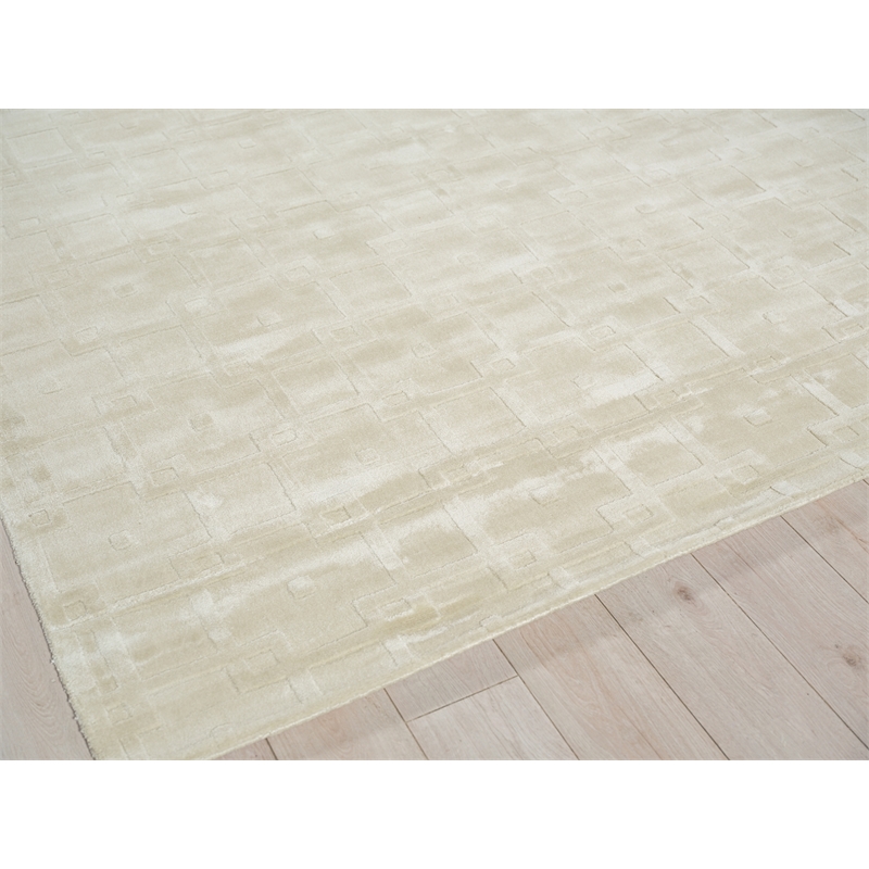 Camora Modern Handloomed Silky Nylon Beige 4'x6' Area Rug