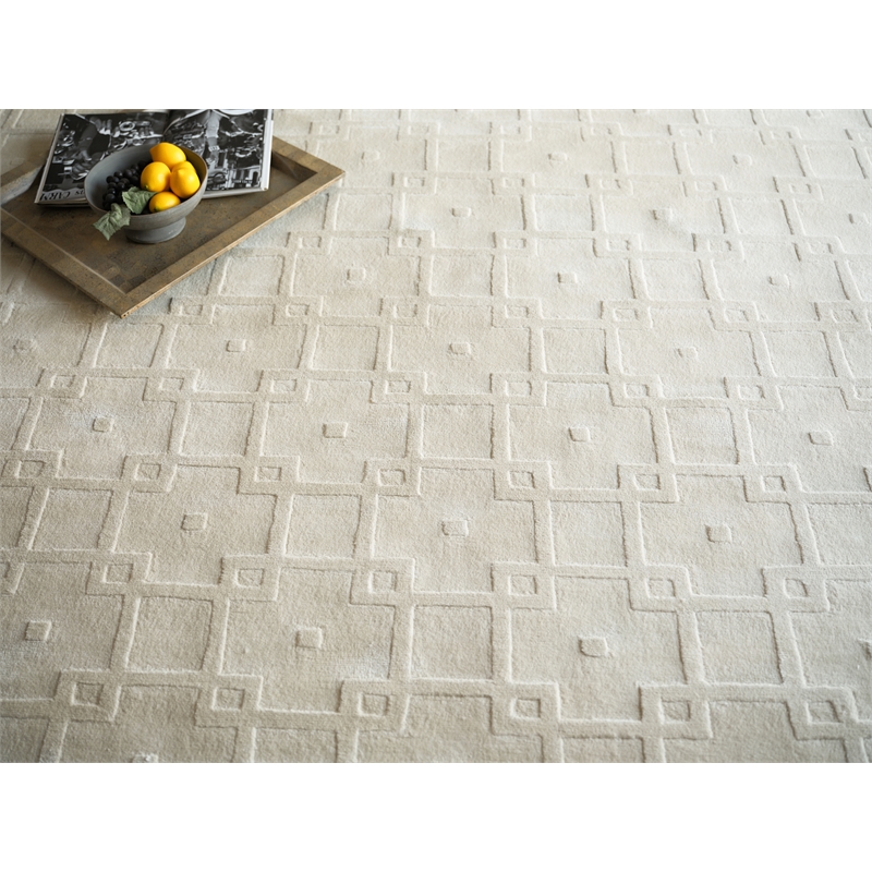 Camora Modern Handloomed Silky Nylon Beige 4'x6' Area Rug
