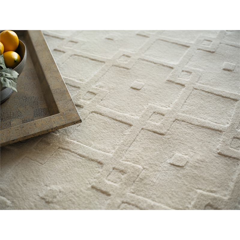 Camora Modern Handloomed Silky Nylon Beige 4'x6' Area Rug