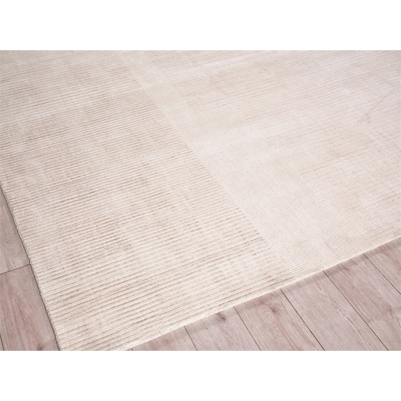 Cantori Handloomed Wool/Bamboo Silk Ivory/Light Beige 4'x6' Area Rug