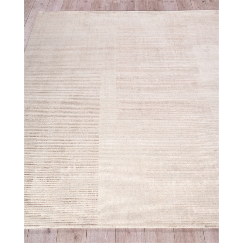 Cantori Handloomed Wool/Bamboo Silk Ivory/Light Beige 4'x6' Area Rug