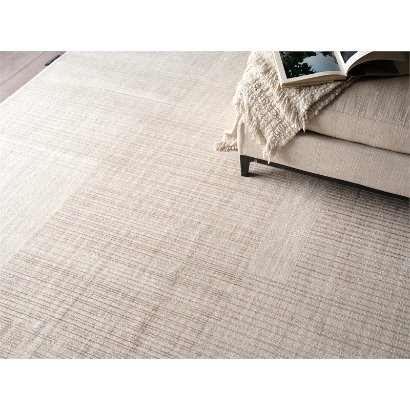 Cantori Handloomed Wool/Bamboo Silk Ivory/Light Beige 4'x6' Area Rug