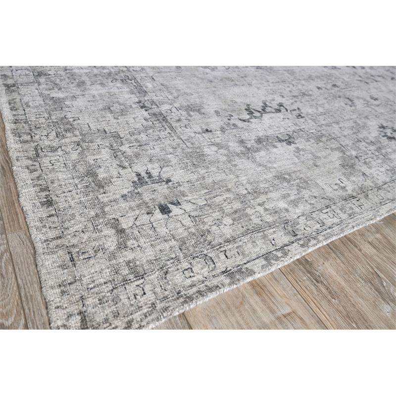 Cambridge Handloomed Wool/Bamboo Silk Gray/Silver 4'x6' Area Rug