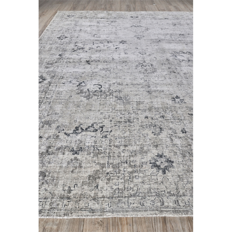 Cambridge Handloomed Wool/Bamboo Silk Gray/Silver 4'x6' Area Rug