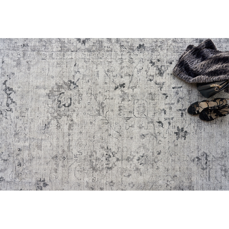 Cambridge Handloomed Wool/Bamboo Silk Gray/Silver 4'x6' Area Rug