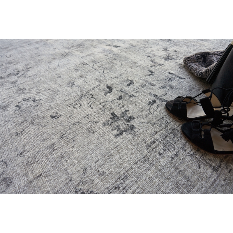 Cambridge Handloomed Wool/Bamboo Silk Gray/Silver 4'x6' Area Rug