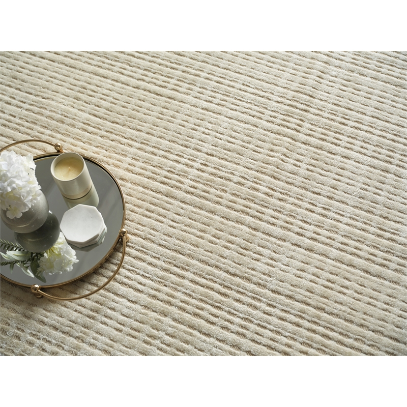 Cabrini Modern Handloomed Silky Nylon Light Beige 2'x3' Area Rug