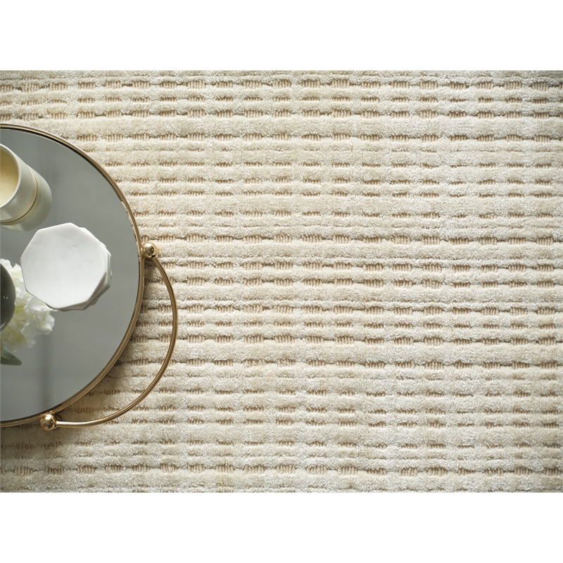 Cabrini Modern Handloomed Silky Nylon Light Beige 2'x3' Area Rug