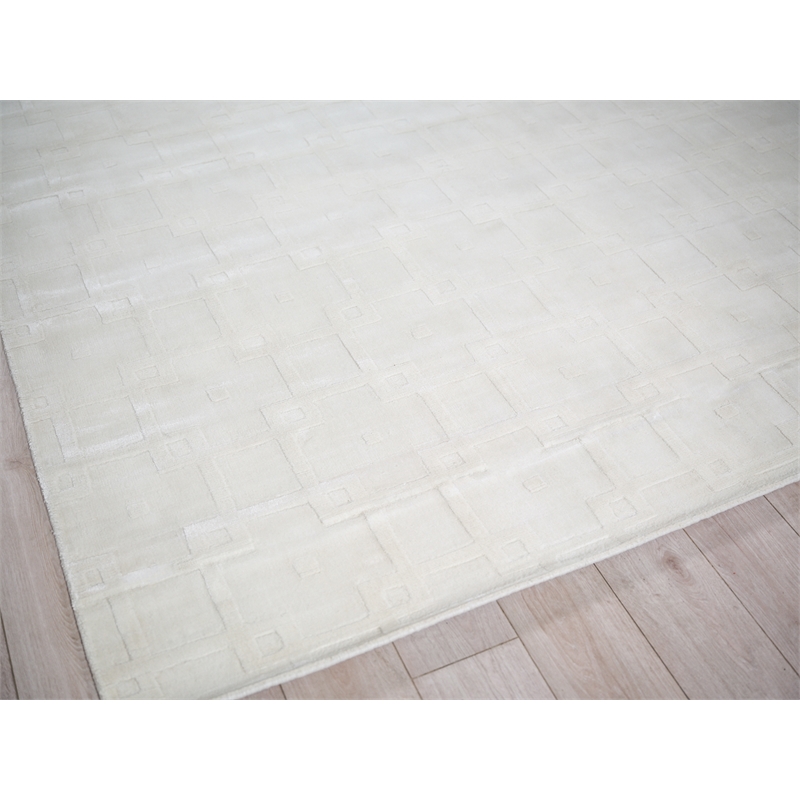Camora Modern Handloomed Silky Nylon White 2'x3' Area Rug