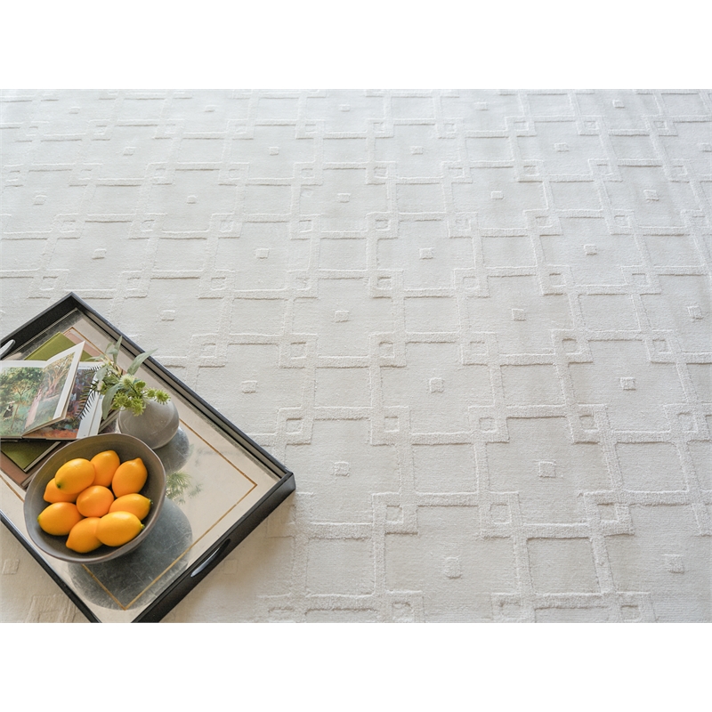 Camora Modern Handloomed Silky Nylon White 2'x3' Area Rug