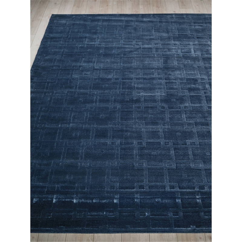 Camora Modern Handloomed Silky Nylon Navy 15'x24' Area Rug