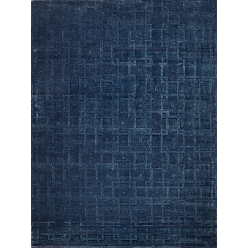 Camora Modern Handloomed Silky Nylon Navy 9'x12' Area Rug