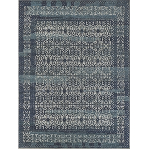 Cadence Hand-Knotted Wool/Bamboo Silk Navy Blue 8'x10' Area Rug