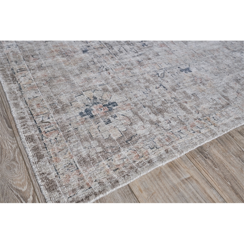 Cambridge Handloomed Wool/Bamboo Silk Silver/Blue 4'x6' Area Rug