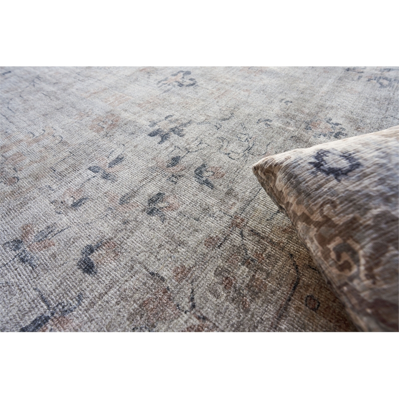 Cambridge Handloomed Wool/Bamboo Silk Silver/Blue 4'x6' Area Rug