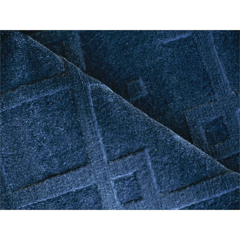 Camora Modern Handloomed Silky Nylon Navy 15'x15' Square Area Rug