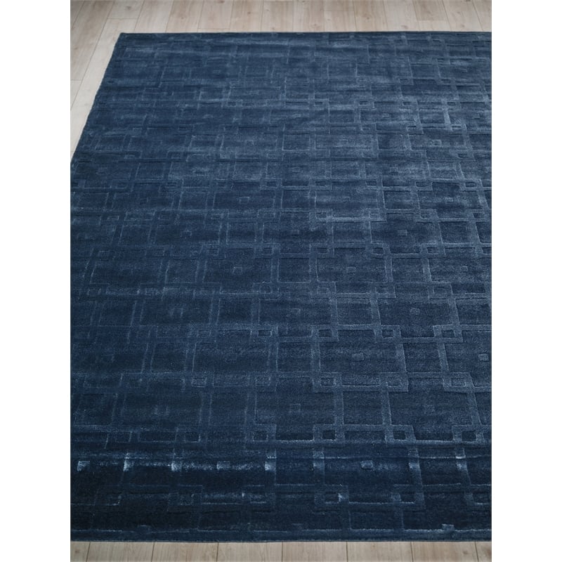 Camora Modern Handloomed Silky Nylon Navy 15'x20' Area Rug