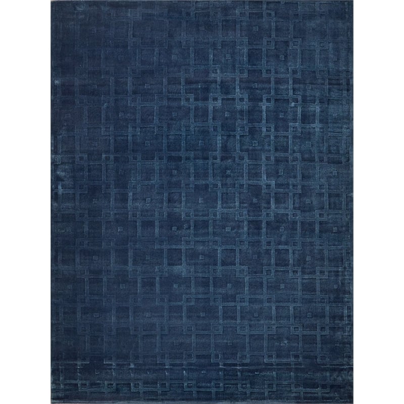 Camora Modern Handloomed Silky Nylon Navy 15'x20' Area Rug