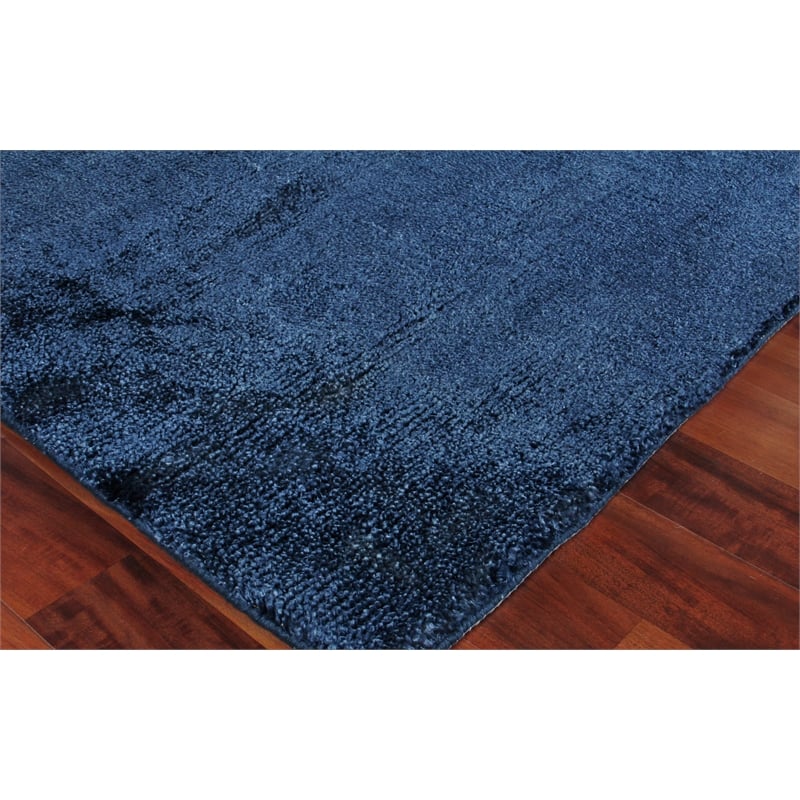 Calla Handloomed Bamboo Silk Navy Blue 10'x14' Area Rug