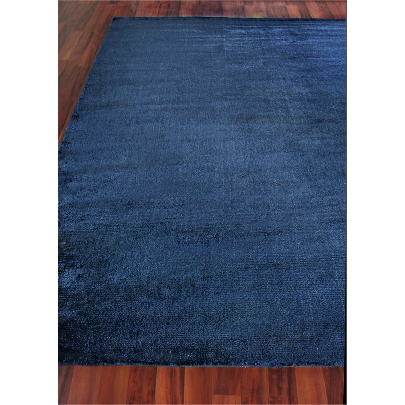 Calla Handloomed Bamboo Silk Navy Blue 10'x14' Area Rug