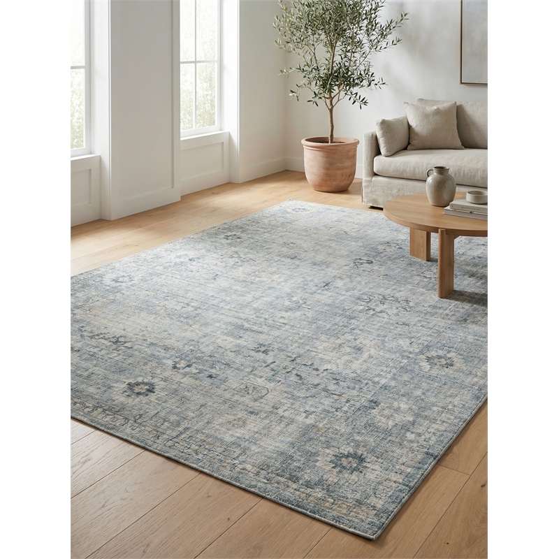 Cambridge Handloomed Wool/Bamboo Silk Blue 4'x6' Area Rug