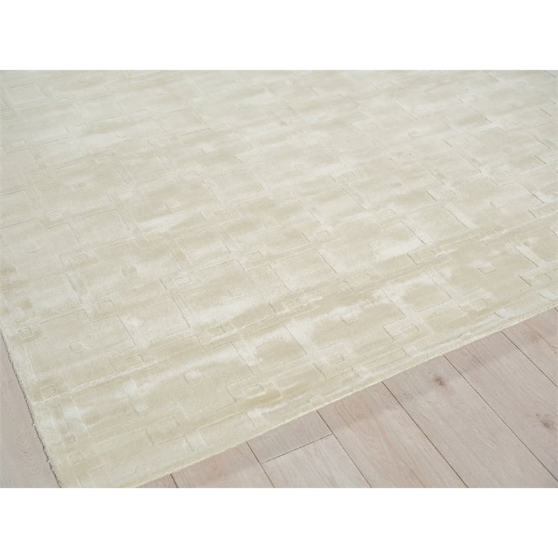 Camora Modern Handloomed Silky Nylon Beige 12'x15' Area Rug