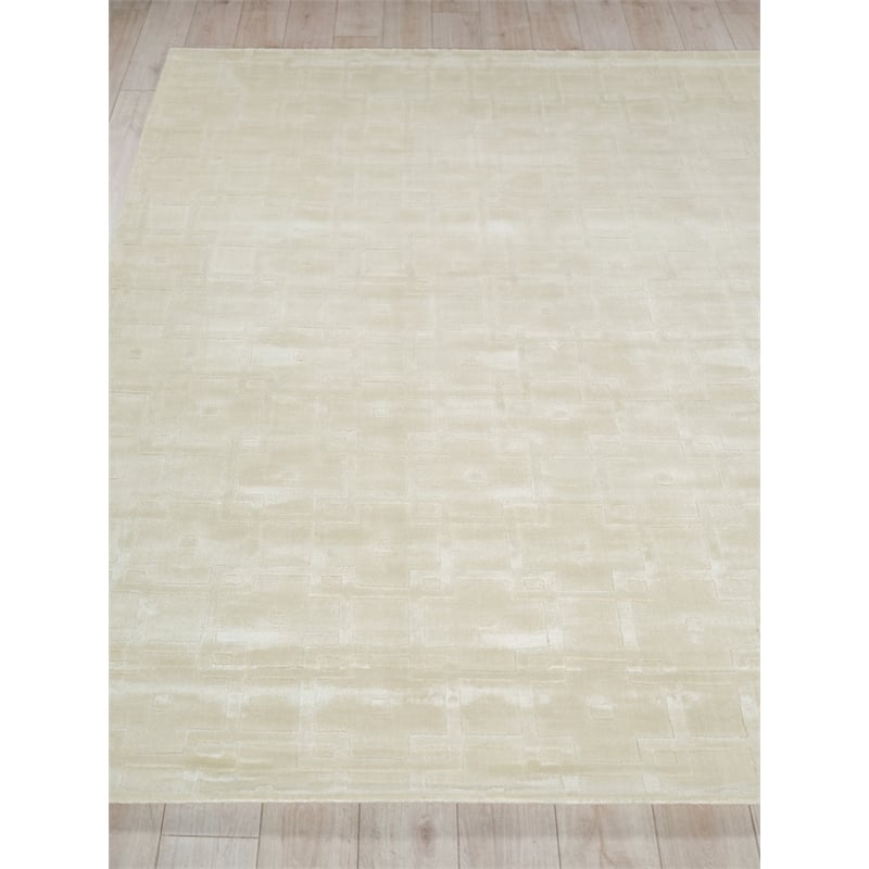 Camora Modern Handloomed Silky Nylon Beige 12'x15' Area Rug