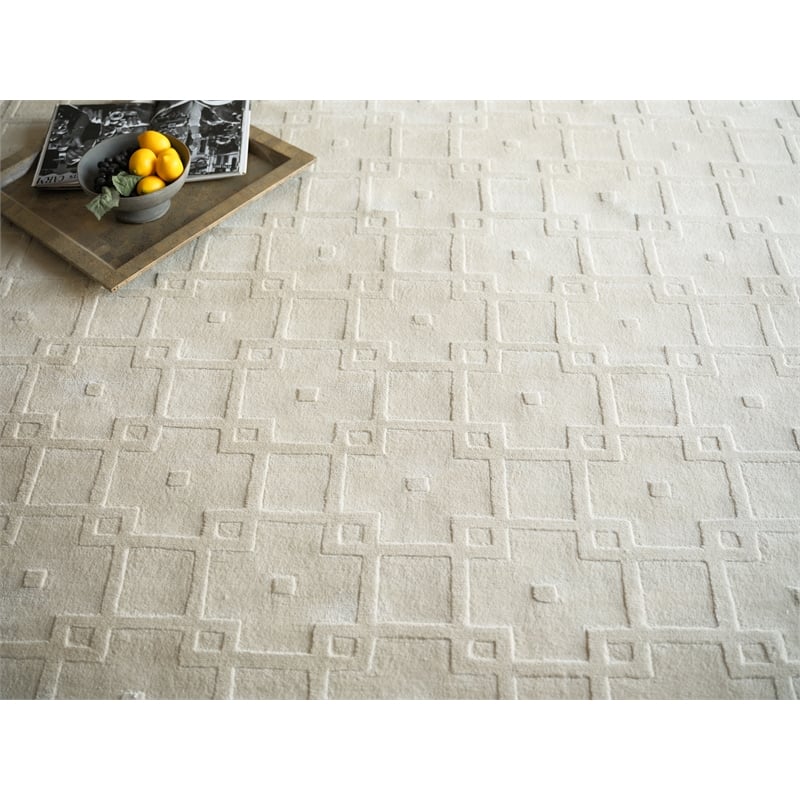 Camora Modern Handloomed Silky Nylon Beige 12'x15' Area Rug