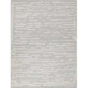 Carmel Hand-Tufted New Zealand Wool Light Gray/Ivory 5'x8' Area Rug